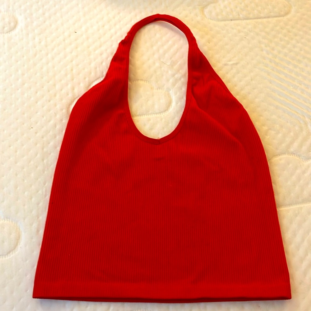 retro urban outfitters out from under ribbed cropped halter tank top